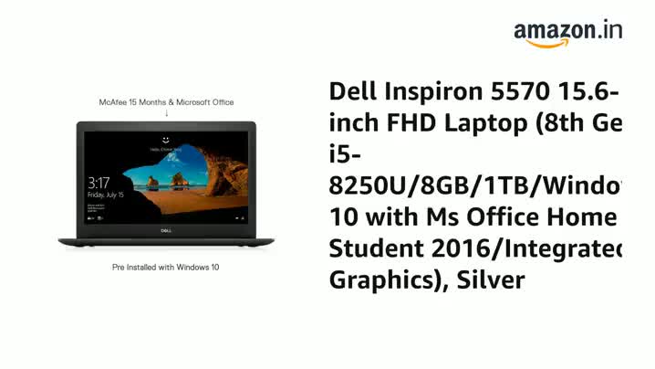 Dell Inspiron 5570 15.6-inch FHD Laptop (8th Gen i5-8250U/8GB/1TB